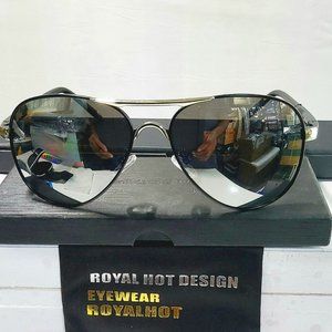 Unisex Aviator Sunglasses 60mm Polarized reflective 100%UV metal frame Black